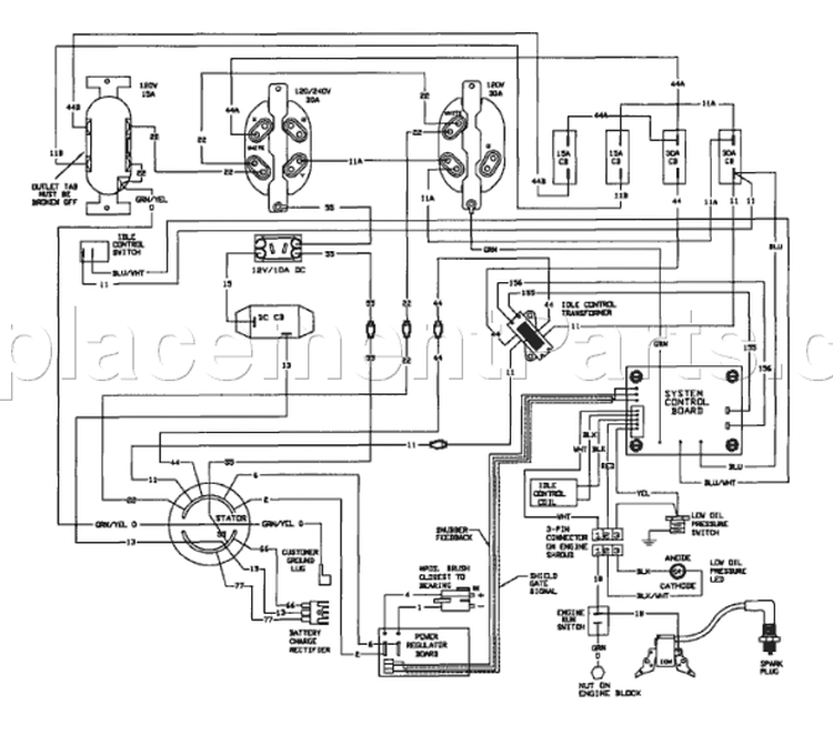 Page D Diagram and Parts List for 9885-3  Briggs and Stratton Generator
